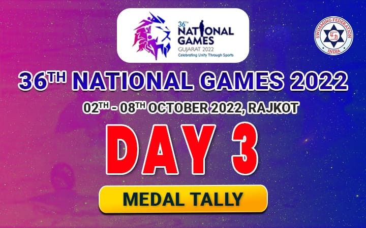 36TH NATIONAL GAMES 2022 GUJARAT - DAY 3 MEDAL TALLY