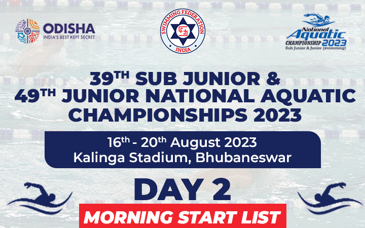 39th Sub Junior & 49th Junior Championship 2023 Swimming - Day 2 Morning Start List